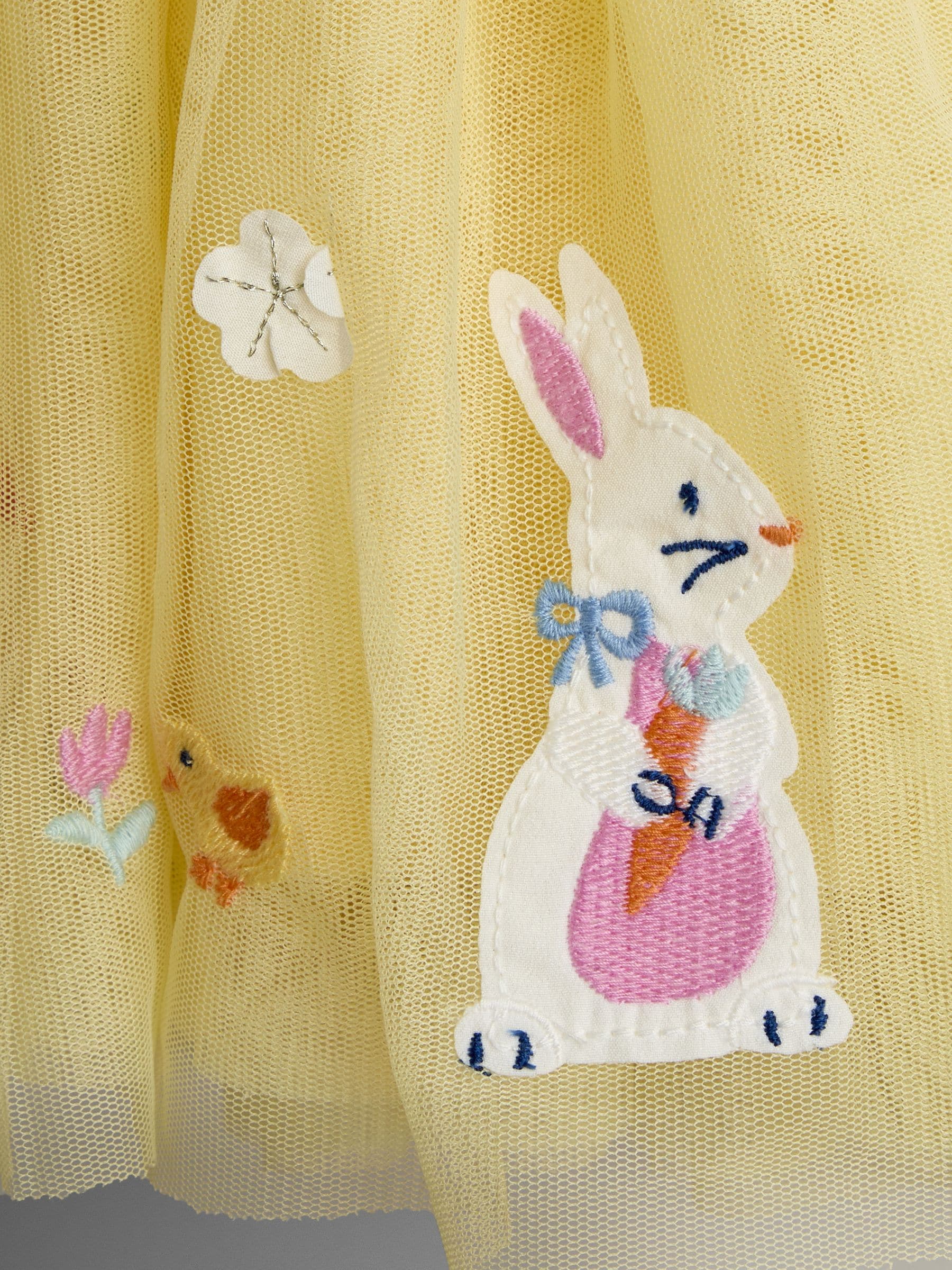 JoJo Maman Bébé Yellow Duck & Bunny Appliqué Tulle Party Dress image 6