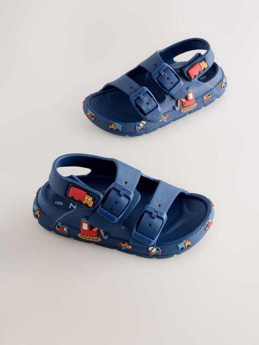 Navy Transport Double Buckle Ankle Strap EVA Sandals image 1