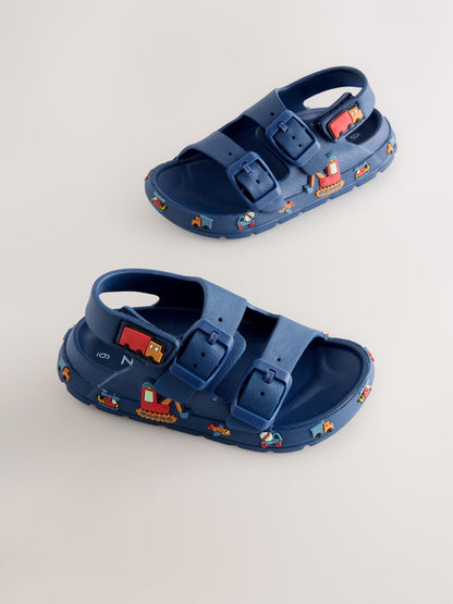 Navy Transport Double Buckle Ankle Strap EVA Sandals image 1