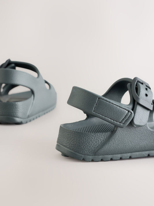 Charcoal Grey Double Buckle Ankle Strap EVA Sandals image 2