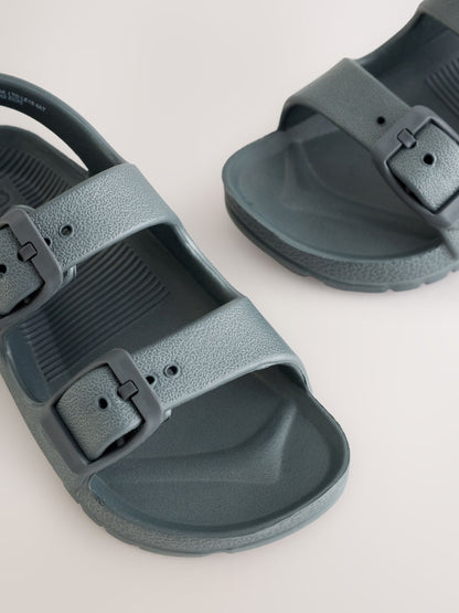Charcoal Grey Double Buckle Ankle Strap EVA Sandals image 4