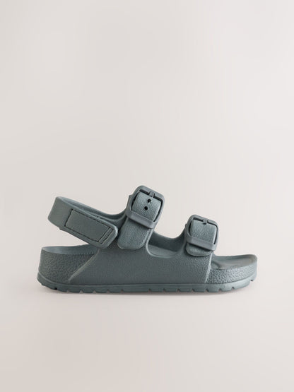 Charcoal Grey Double Buckle Ankle Strap EVA Sandals image 5