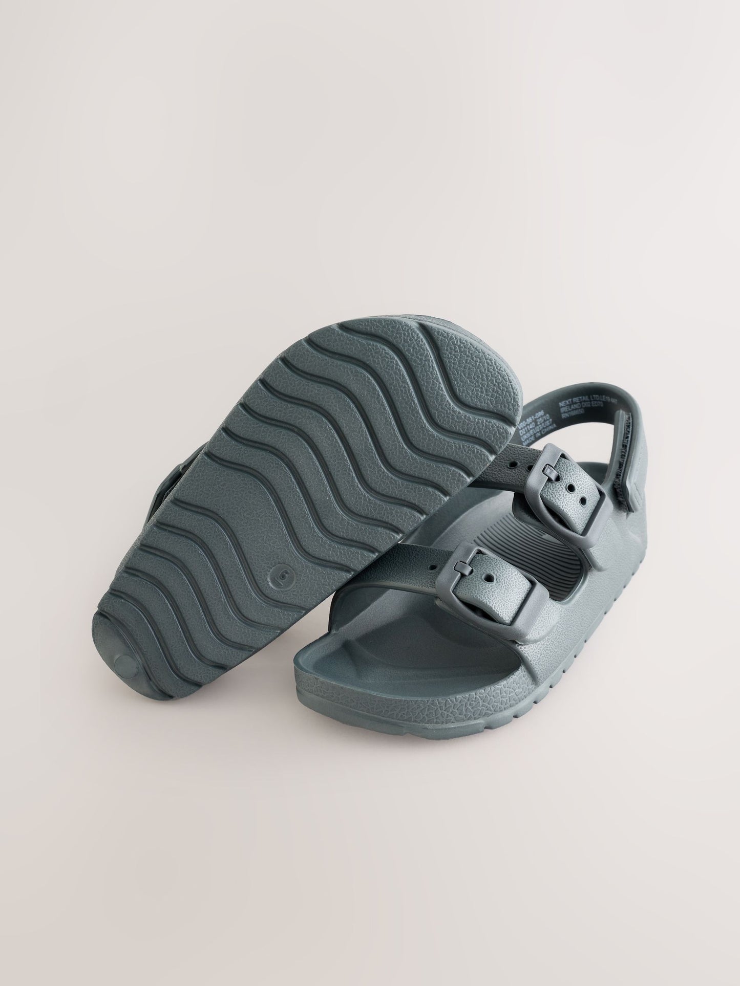 Charcoal Grey Double Buckle Ankle Strap EVA Sandals image 6