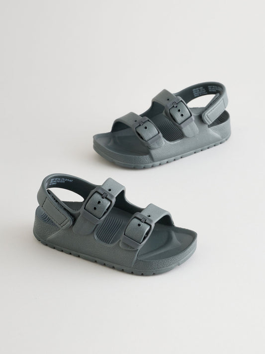 Charcoal Grey Double Buckle Ankle Strap EVA Sandals image 1