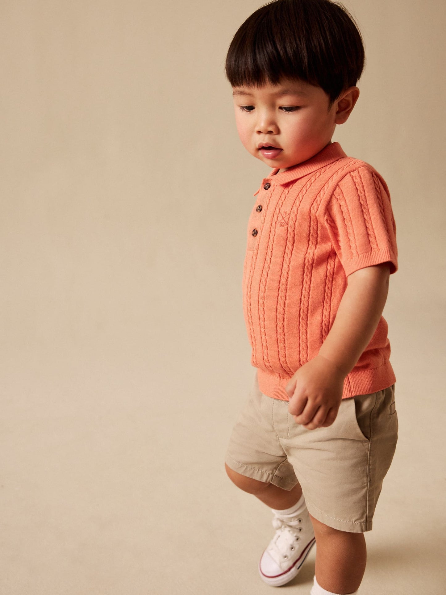 Dsiney Kidz - Coral Pink Cable Knit Polo Shirt (3mths-7yrs) image 2