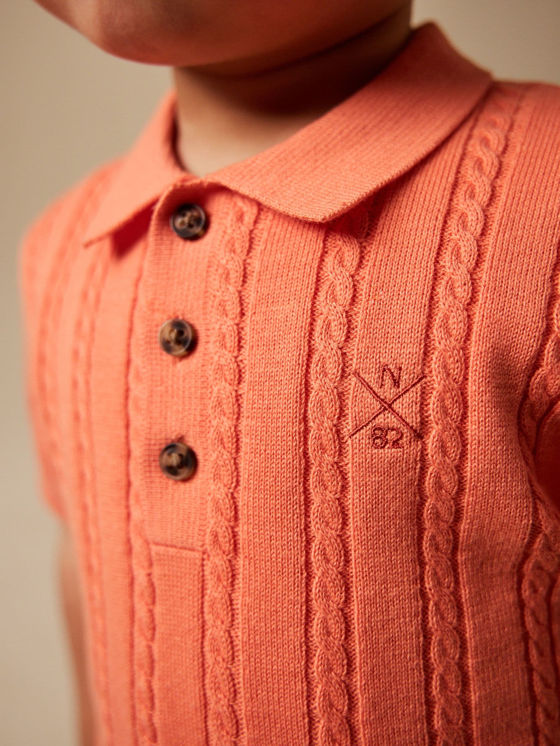 Dsiney Kidz - Coral Pink Cable Knit Polo Shirt (3mths-7yrs) image 4