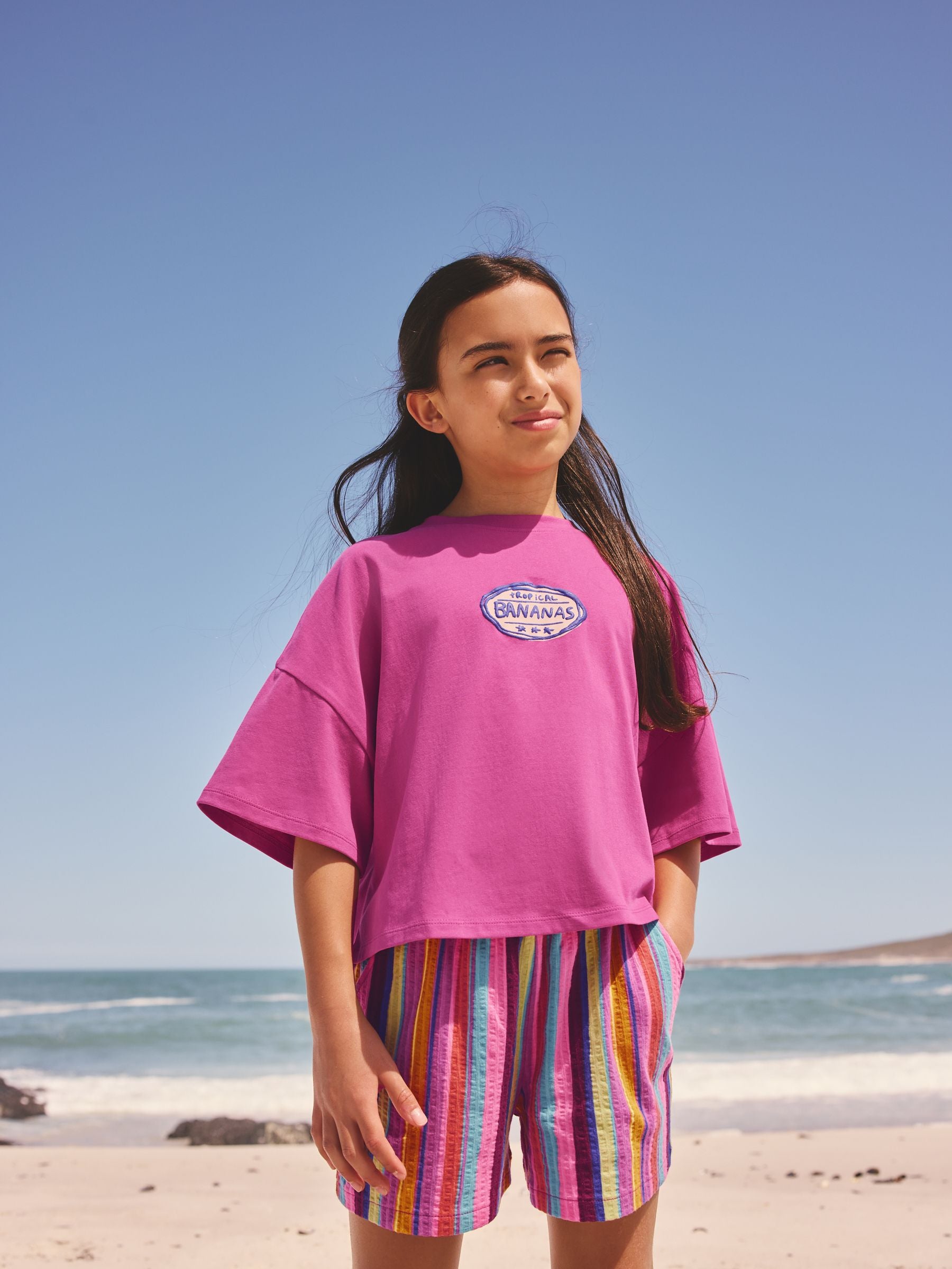 Dsiney Kidz - Pink/Stripe Fruit T-Shirt and Textured Shorts Set (3-16yrs) image 2