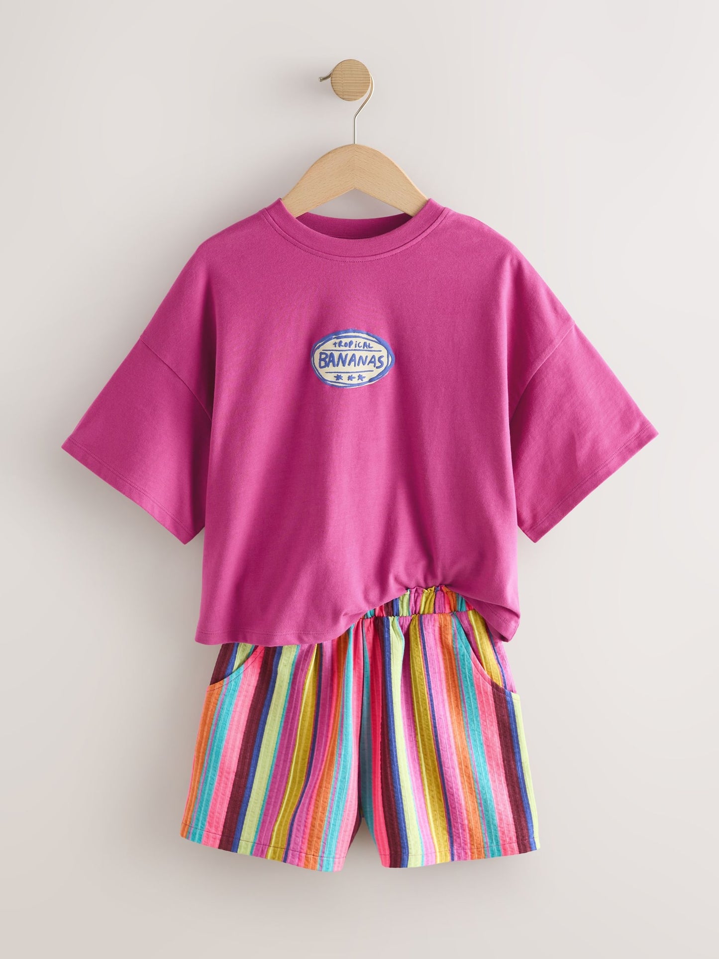 Dsiney Kidz - Pink/Stripe Fruit T-Shirt and Textured Shorts Set (3-16yrs) image 6