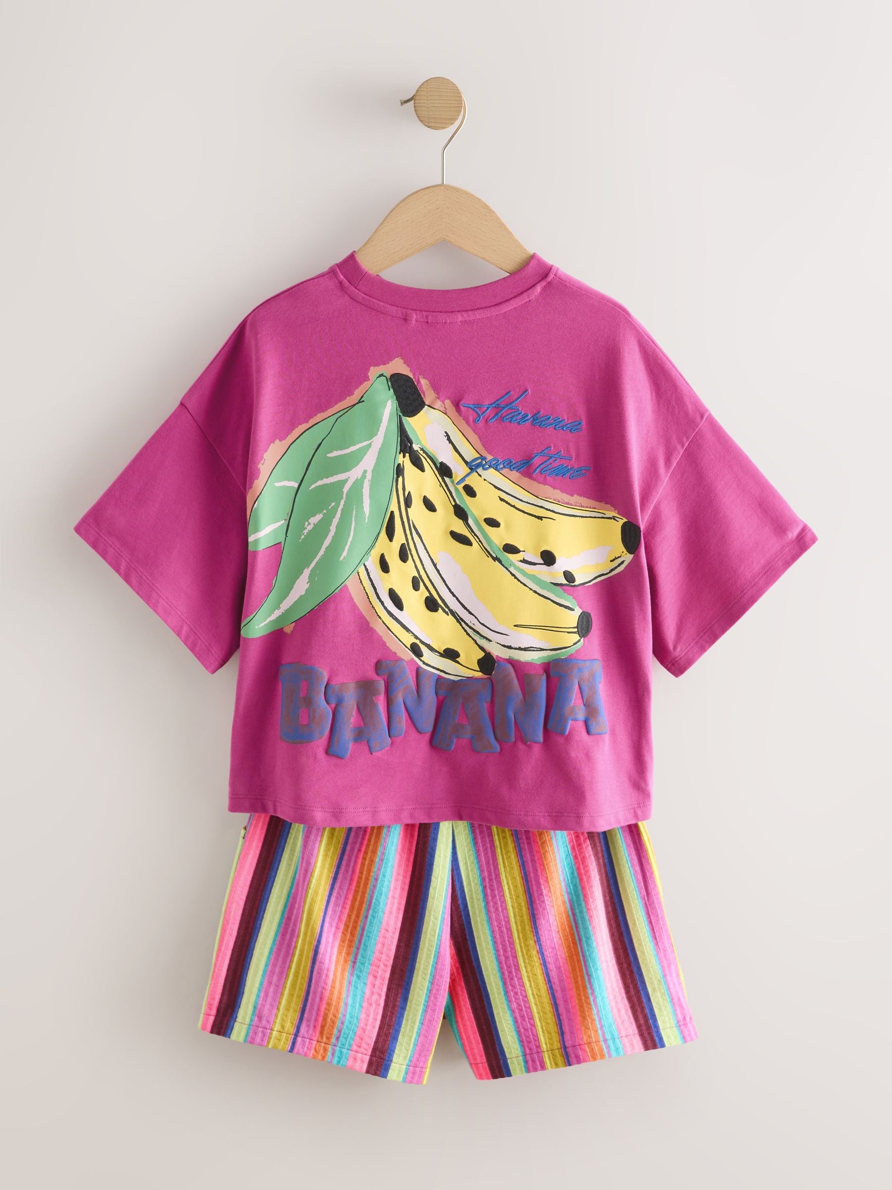 Dsiney Kidz - Pink/Stripe Fruit T-Shirt and Textured Shorts Set (3-16yrs) image 7