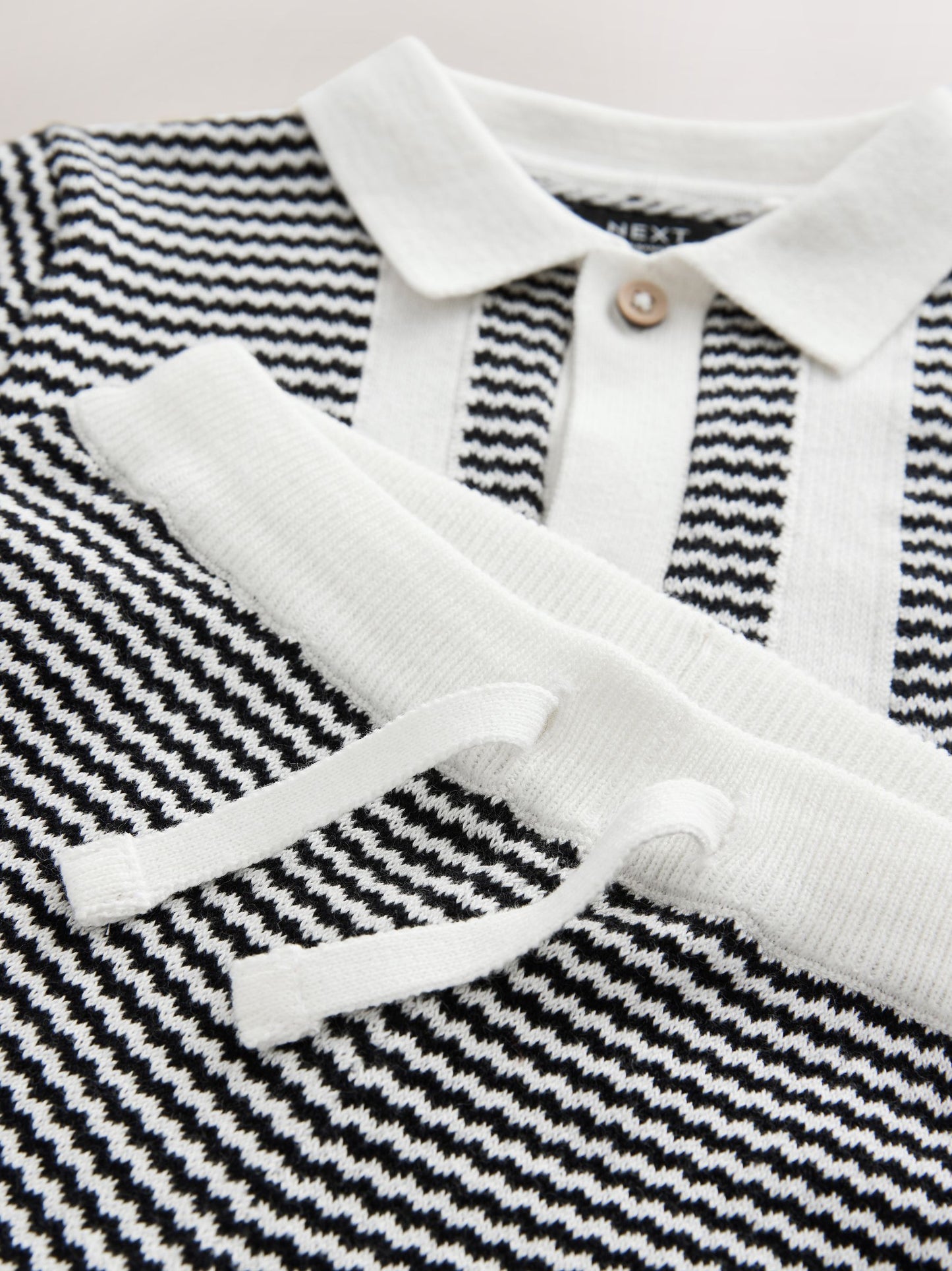 Black/White Knitted Polo Shirt and Shorts Set (3mths-10yrs) image 8