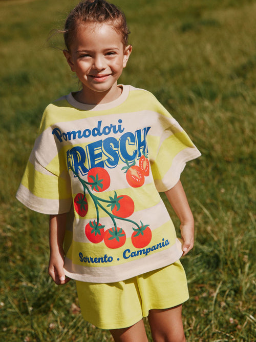 Dsiney Kidz - Yellow Stripe Tomato Heavyweight T-Shirt and Shorts Set (3-16yrs) image 1