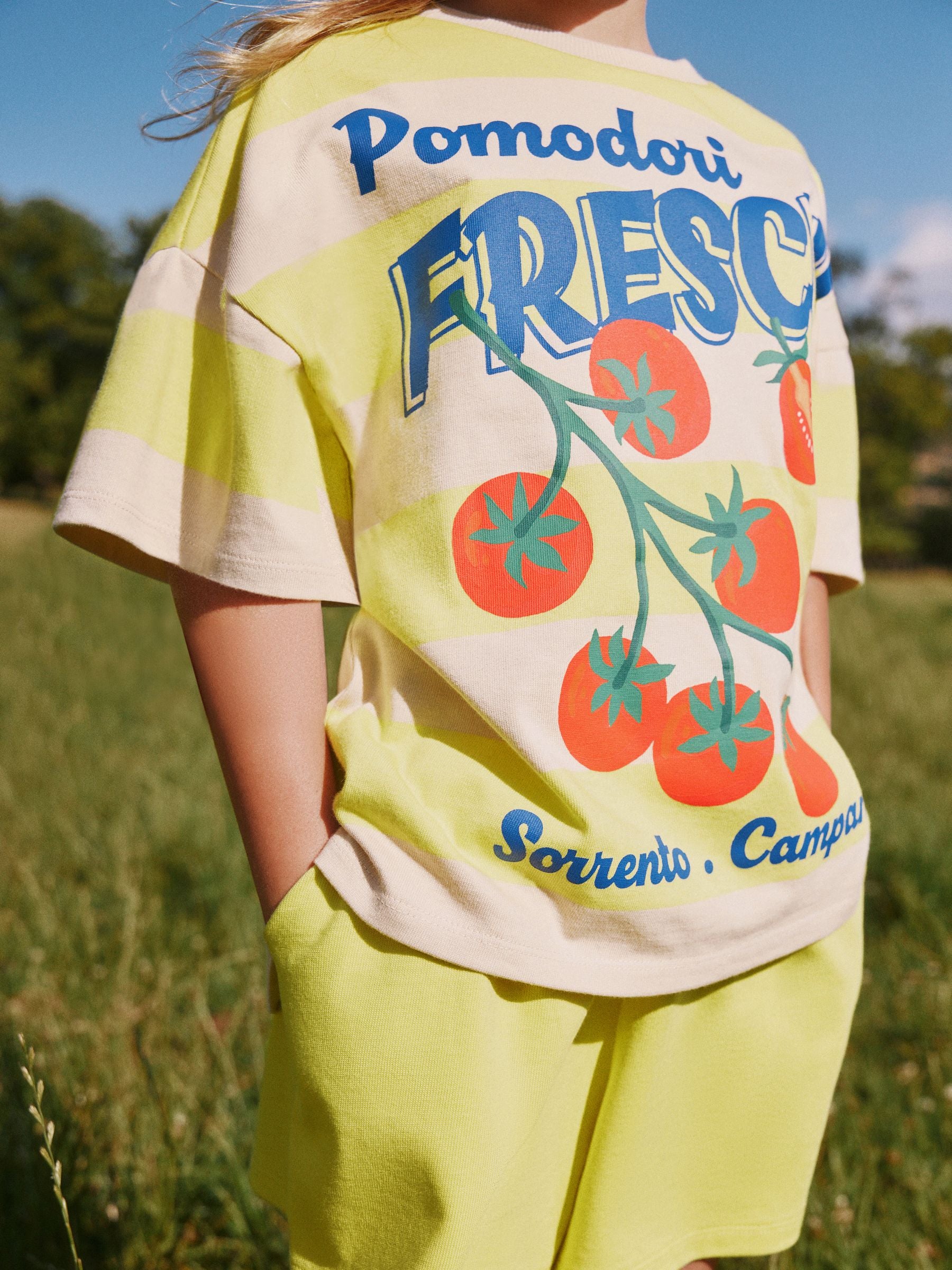 Dsiney Kidz - Yellow Stripe Tomato Heavyweight T-Shirt and Shorts Set (3-16yrs) image 2
