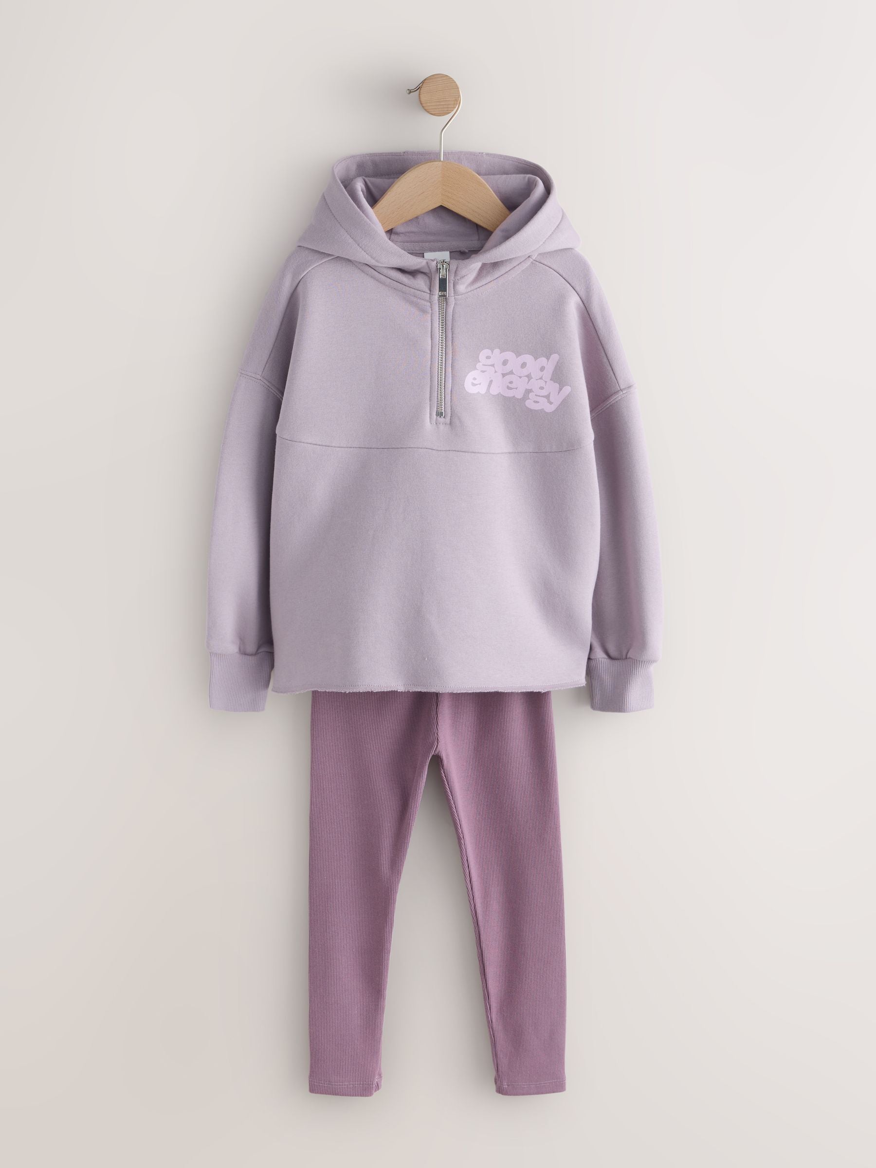 Dsiney Kidz - Dusky Purple Slogan Hoodie And Leggings Set (3-16yrs) image 6