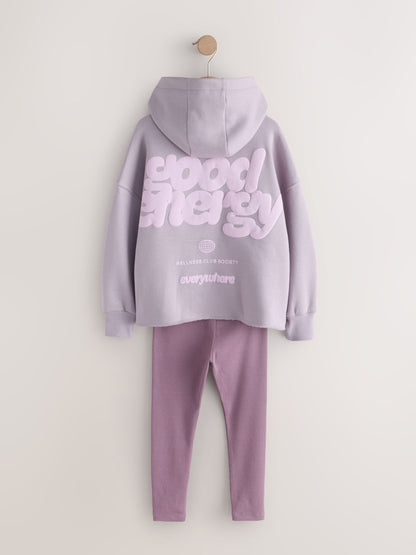Dsiney Kidz - Dusky Purple Slogan Hoodie And Leggings Set (3-16yrs) image 7