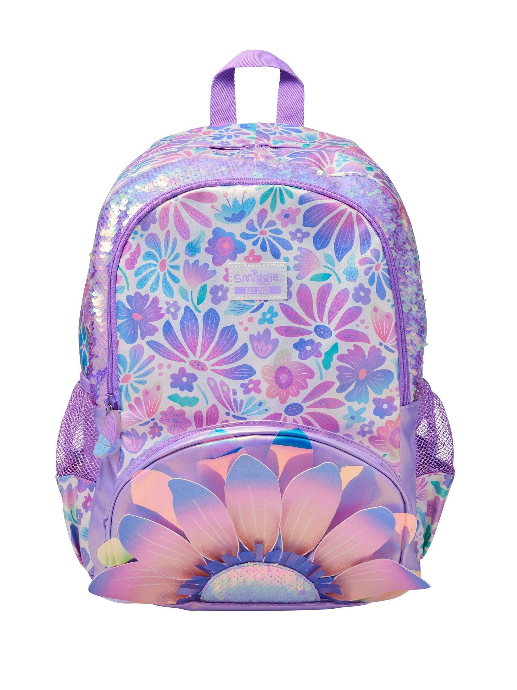 Smiggle Purple Bloom Classic Backpack image 1