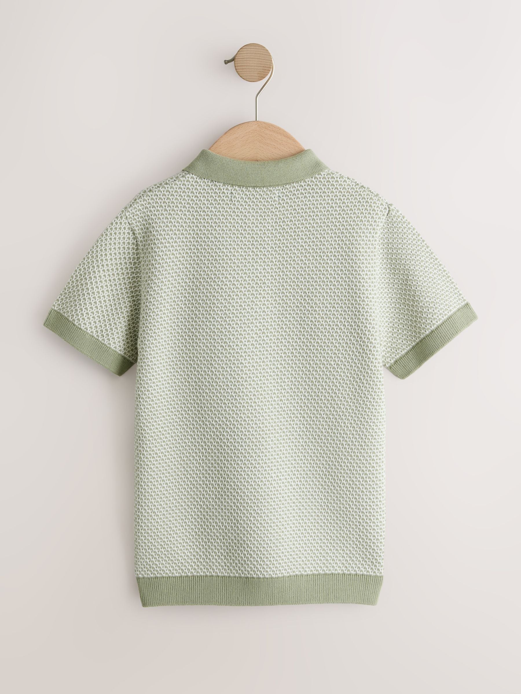 Dsiney Kidz - Green Textured Popper Neck Knitted Polo Shirt (3-16yrs) image 2
