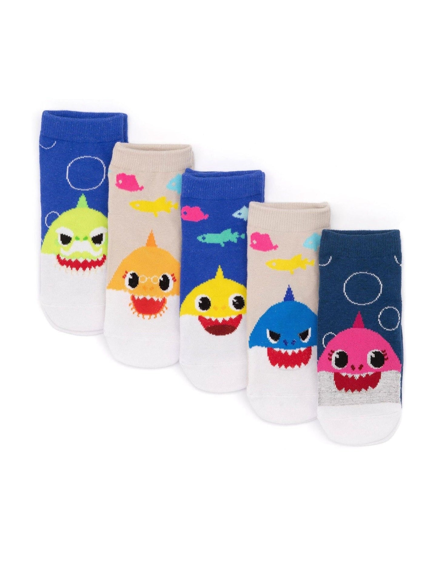 Vanilla Underground White Baby Shark Kids Multicoloured Multi-Character Calf Socks Set of 5 image 2
