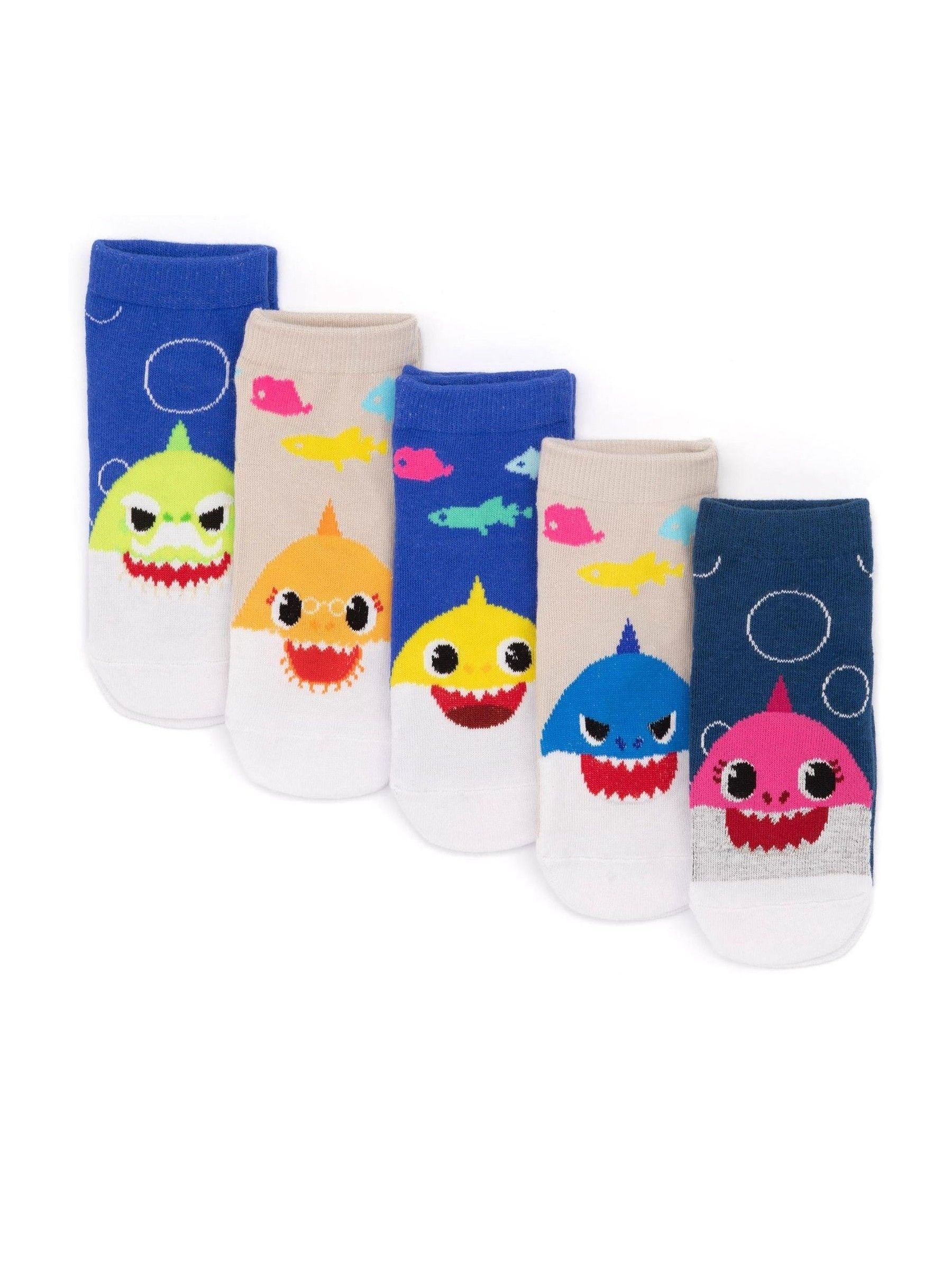 Vanilla Underground White Baby Shark Kids Multicoloured Multi-Character Calf Socks Set of 5 image 2