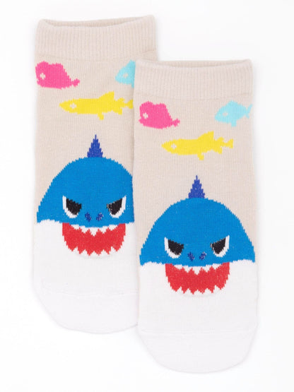Vanilla Underground White Baby Shark Kids Multicoloured Multi-Character Calf Socks Set of 5 image 3