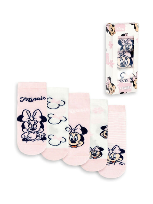 Vanilla Underground Pink Disney Girls Pink Minnie Mouse Calf Socks Set of 5 image 1