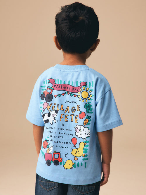 Blue Village Fete Short Sleeve Back Print T-Shirt (3mths-7yrs) image 1