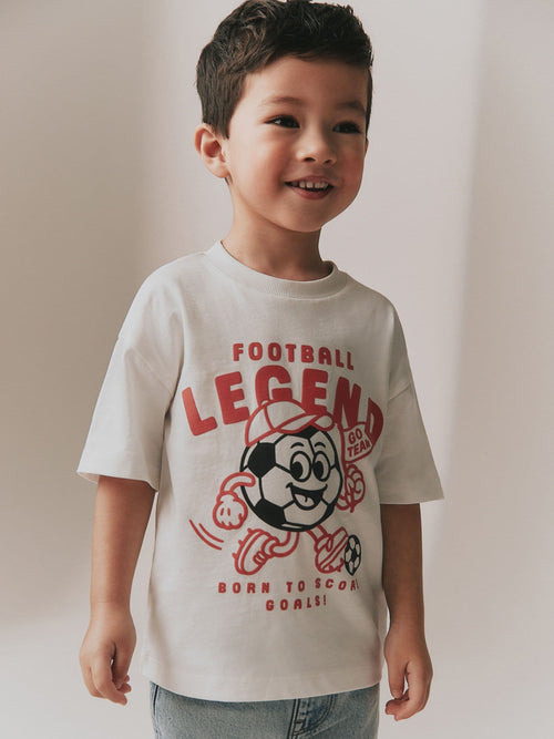 White Short Sleeve Football Slogan T-Shirt (3mths-7yrs) image 1