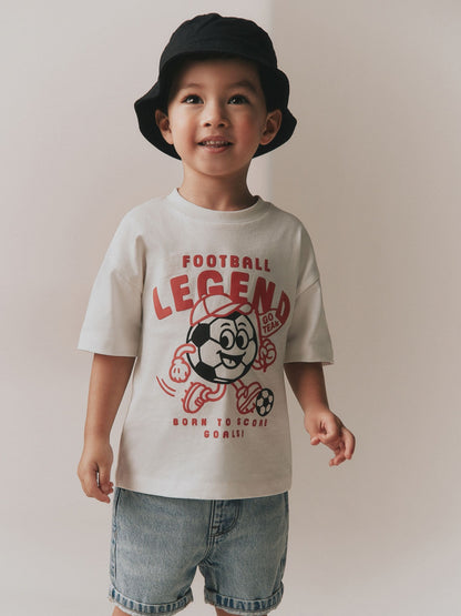 White Short Sleeve Football Slogan T-Shirt (3mths-7yrs) image 3
