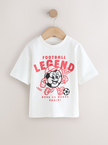 White Short Sleeve Football Slogan T-Shirt (3mths-7yrs) image 4