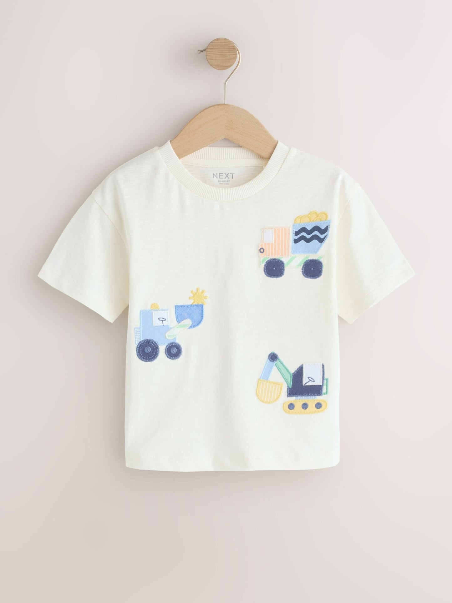 Neutral Digger Trio Short Sleeve Appliqué T-Shirt (3mths-7yrs) image 5