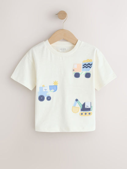 Neutral Digger Trio Short Sleeve Appliqué T-Shirt (3mths-7yrs) image 5