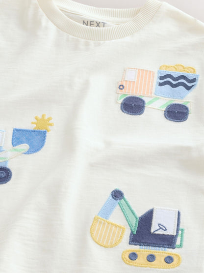 Neutral Digger Trio Short Sleeve Appliqué T-Shirt (3mths-7yrs) image 7