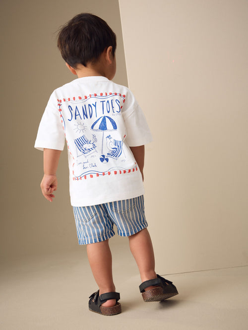 White Beach Short Sleeve Back Print T-Shirt (3mths-7yrs) image 1
