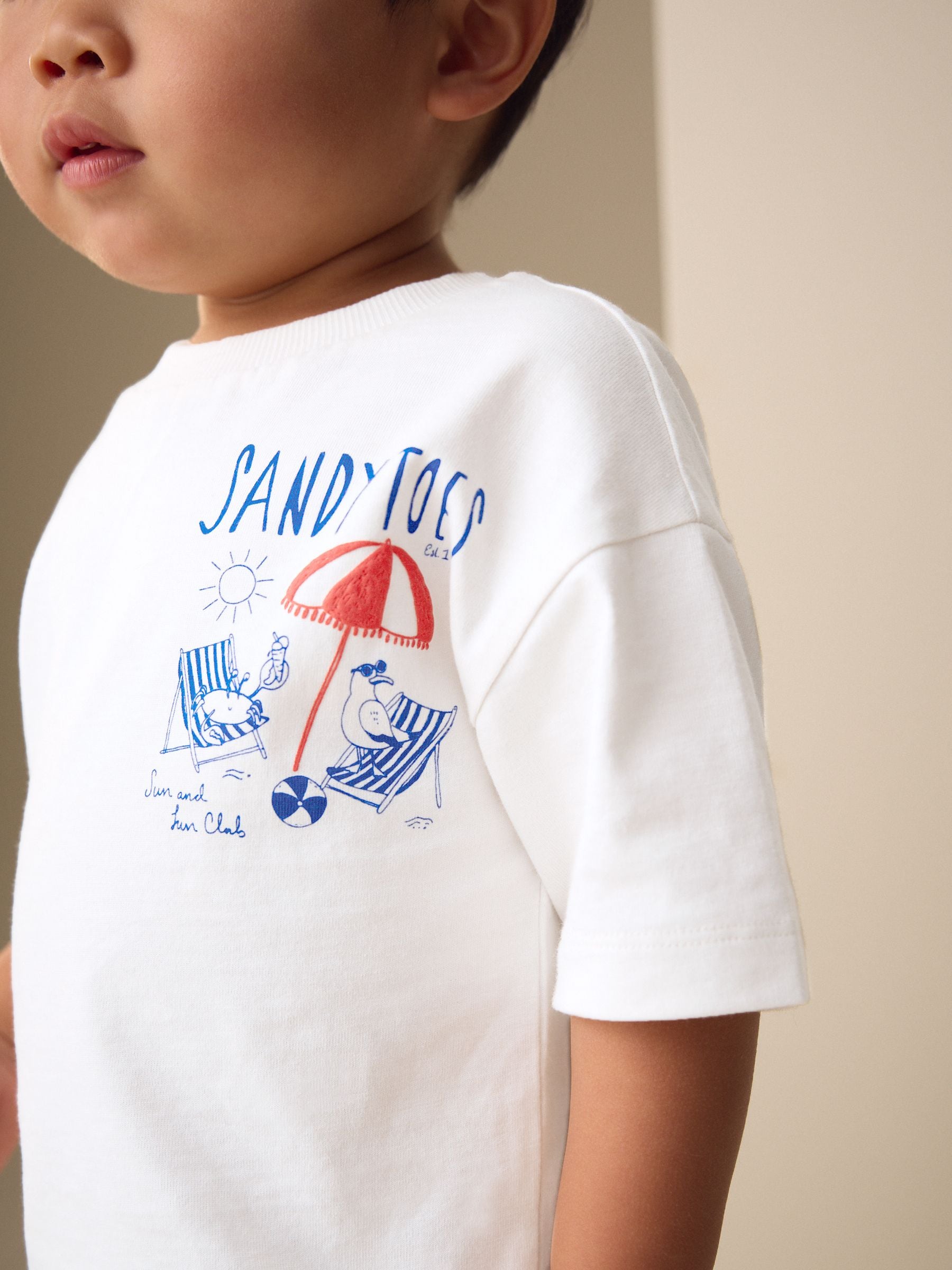 White Beach Short Sleeve Back Print T-Shirt (3mths-7yrs) image 3