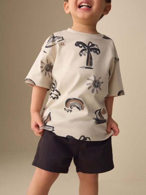 White Palm and Sun Short Sleeve All-Over Print T-Shirt (3 Month-7 Years) (3mths-7yrs) image 1