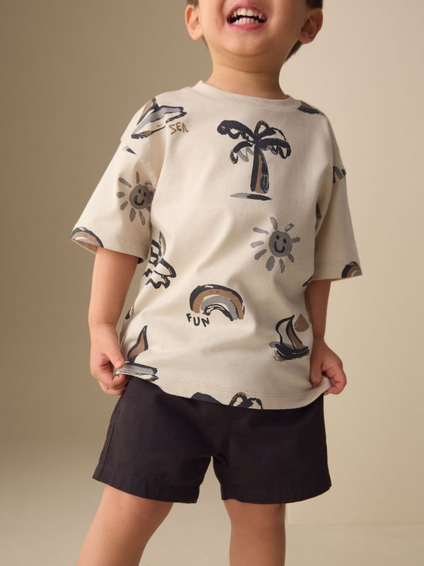 White Palm and Sun Short Sleeve All-Over Print T-Shirt (3 Month-7 Years) (3mths-7yrs) image 1