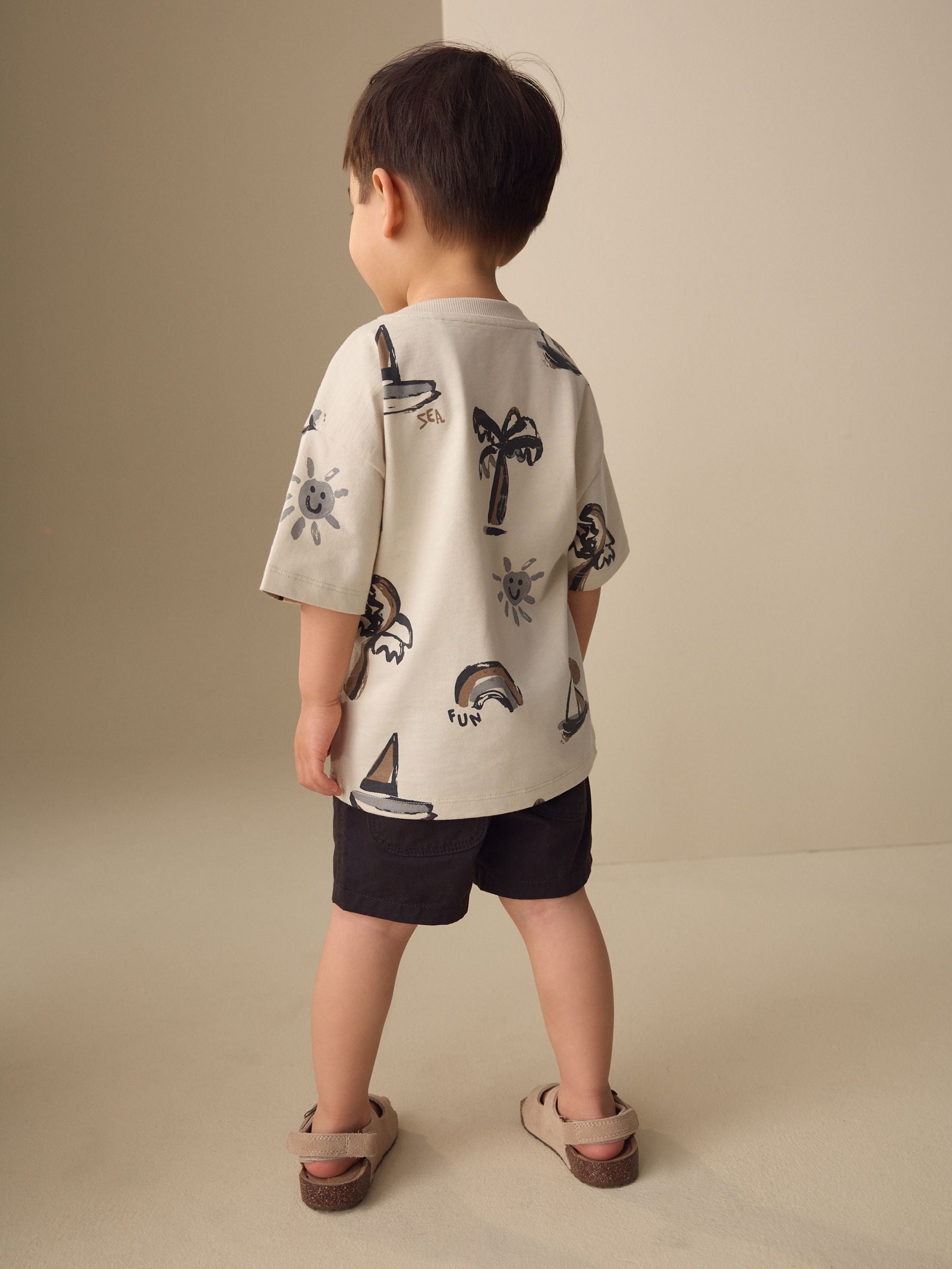 White Palm and Sun Short Sleeve All-Over Print T-Shirt (3 Month-7 Years) (3mths-7yrs) image 3