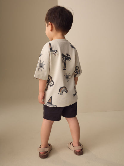 White Palm and Sun Short Sleeve All-Over Print T-Shirt (3 Month-7 Years) (3mths-7yrs) image 3
