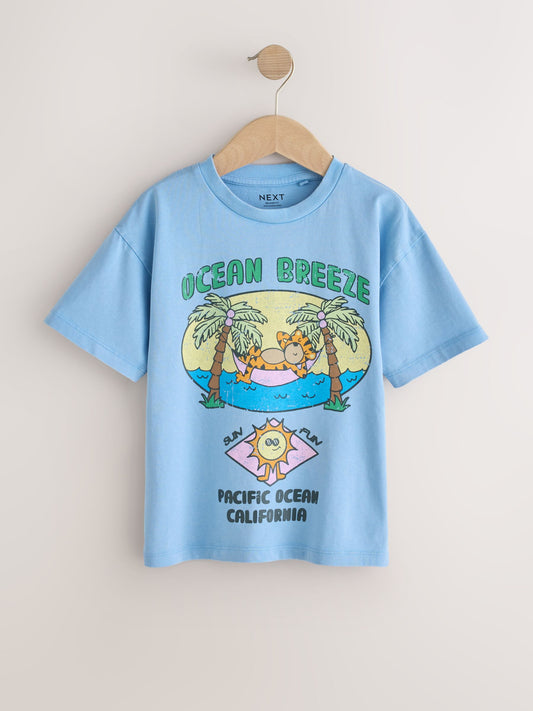 Washed Blue Ocean Breeze Short Sleeve Graphic T-Shirt (3mths-7yrs) image 1