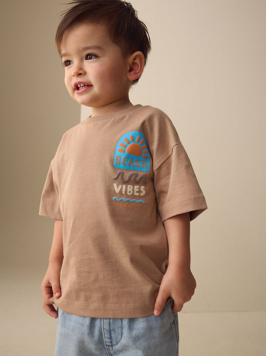 Brown Beach Vibes Short Sleeve Back Print T-Shirt (3mths-7yrs) image 2