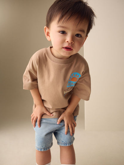 Brown Beach Vibes Short Sleeve Back Print T-Shirt (3mths-7yrs) image 3