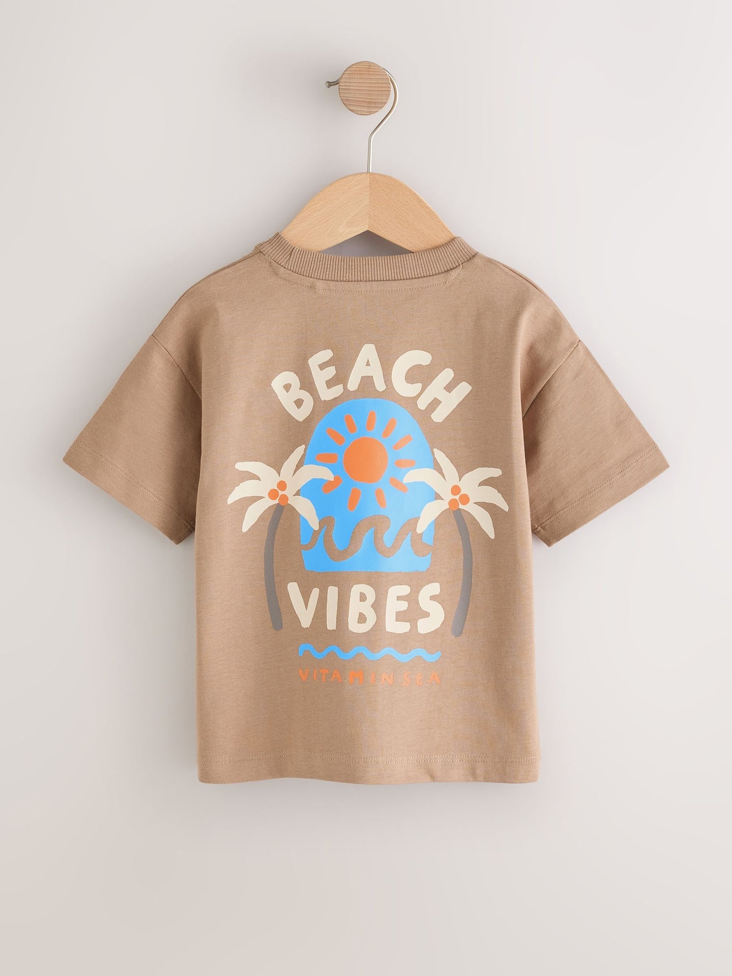 Brown Beach Vibes Short Sleeve Back Print T-Shirt (3mths-7yrs) image 5