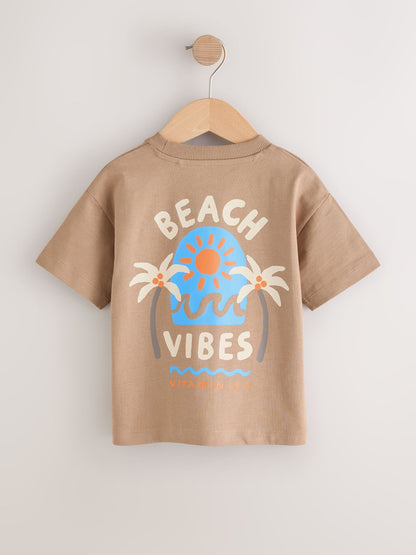 Brown Beach Vibes Short Sleeve Back Print T-Shirt (3mths-7yrs) image 5