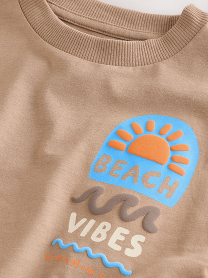 Brown Beach Vibes Short Sleeve Back Print T-Shirt (3mths-7yrs) image 6