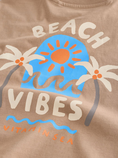 Brown Beach Vibes Short Sleeve Back Print T-Shirt (3mths-7yrs) image 7