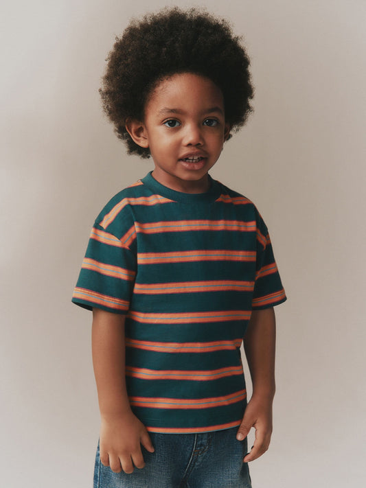 Green/Orange Short Sleeve Stripe T-Shirt (3mths-7yrs) (3mths-7yrs) image 2