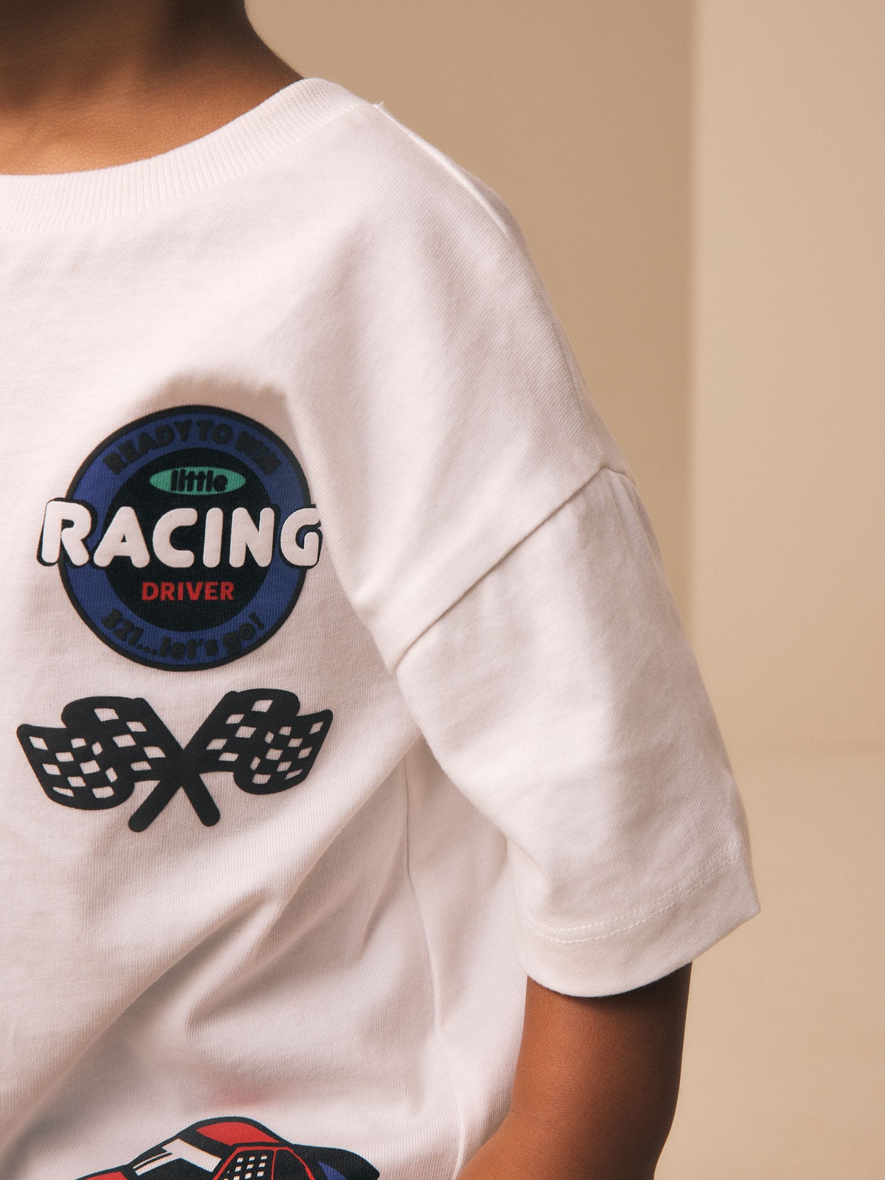 White Race Car Placement Short Sleeve Graphic T-Shirt (3mths-7yrs) image 6