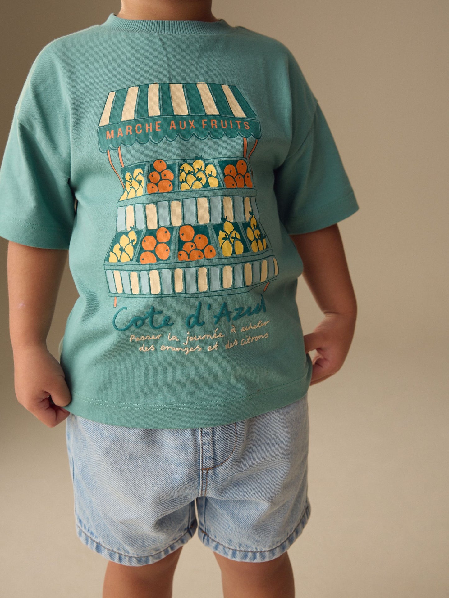 Blue/Green Fruit Stall Short Sleeve Appliqué T-Shirt (3mths-7yrs) image 4