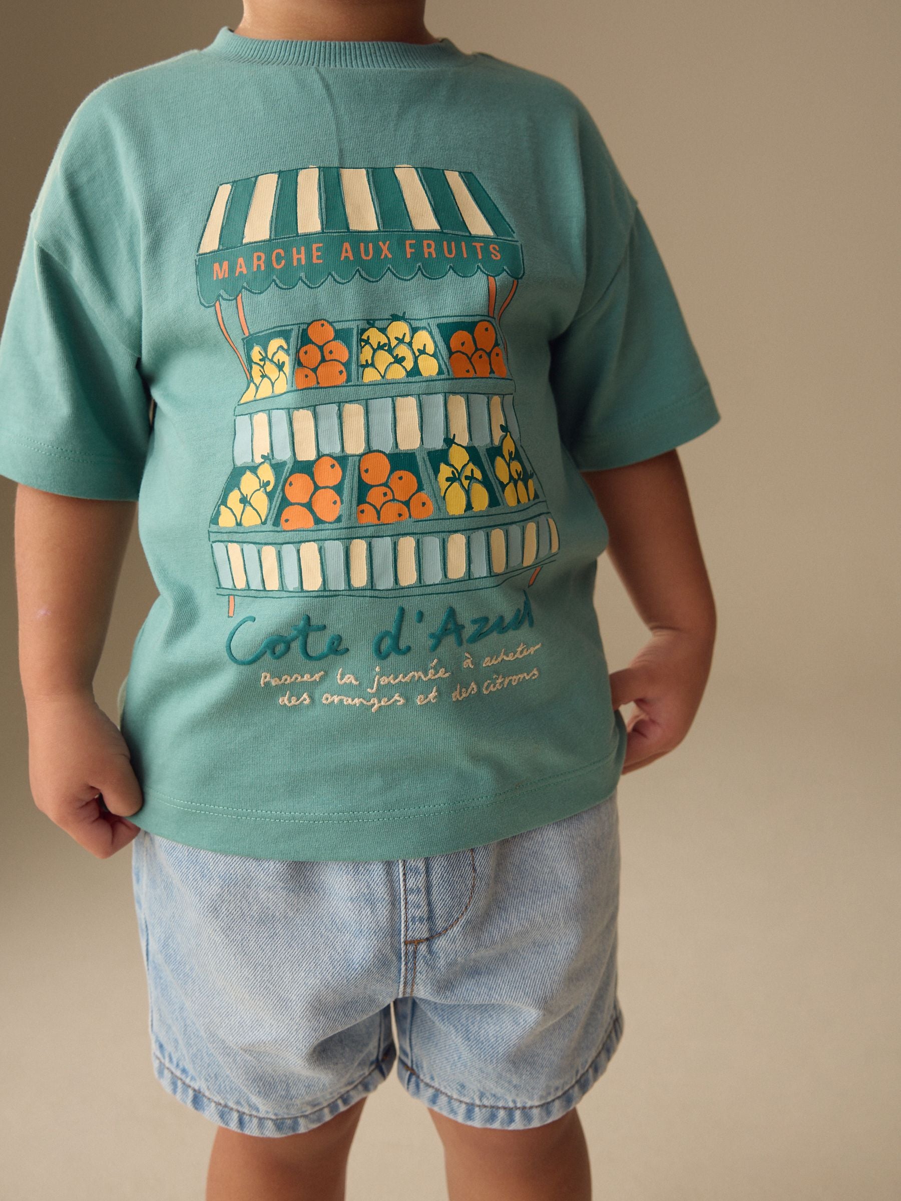 Blue/Green Fruit Stall Short Sleeve Appliqué T-Shirt (3mths-7yrs) image 4