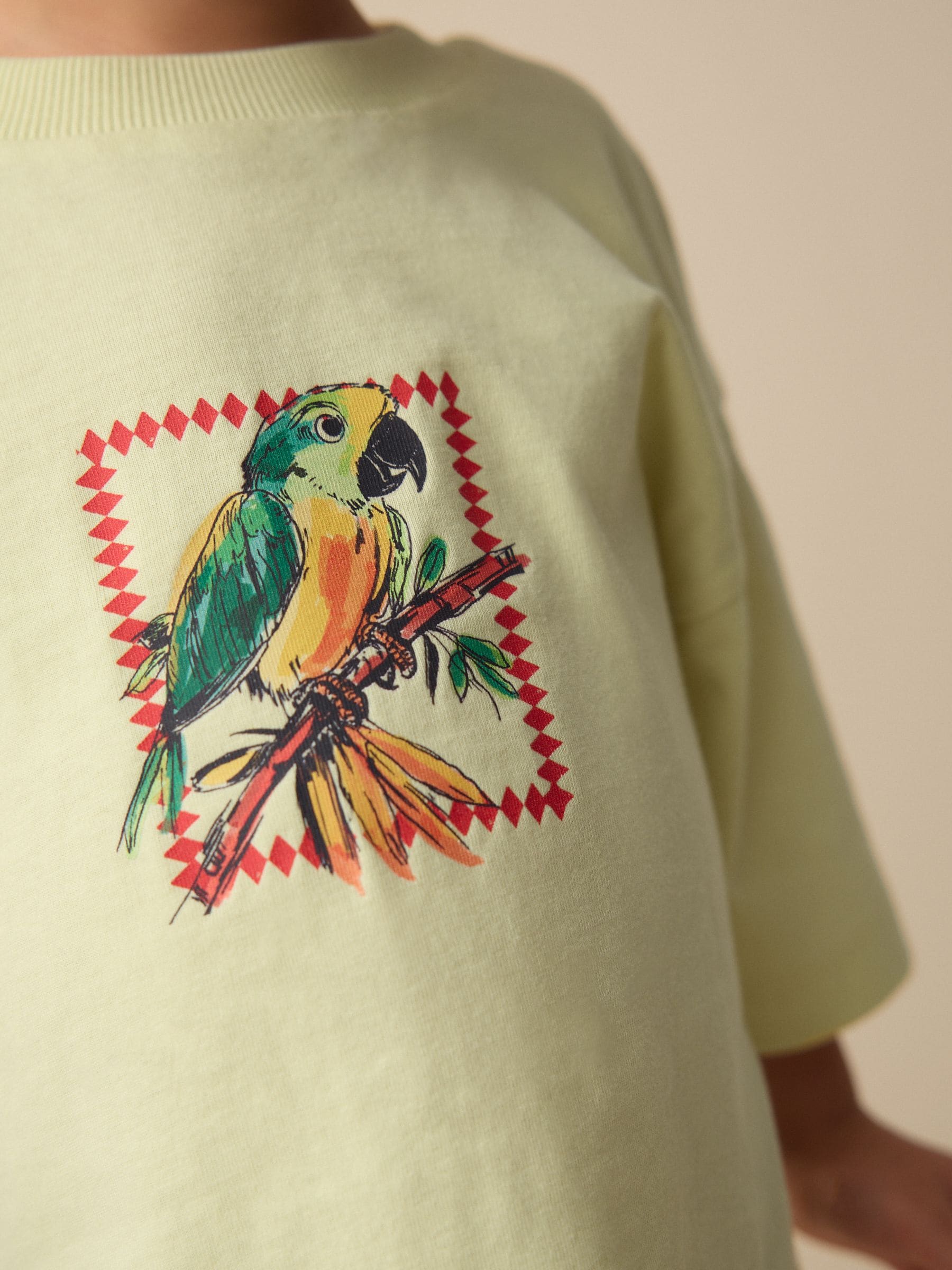 Light Yellow Tropical Summer Short Sleeve T-Shirt and Cycling Shorts Set (3mths-7yrs) image 3