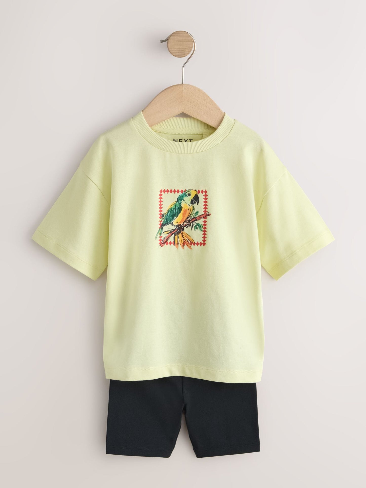 Light Yellow Tropical Summer Short Sleeve T-Shirt and Cycling Shorts Set (3mths-7yrs) image 4